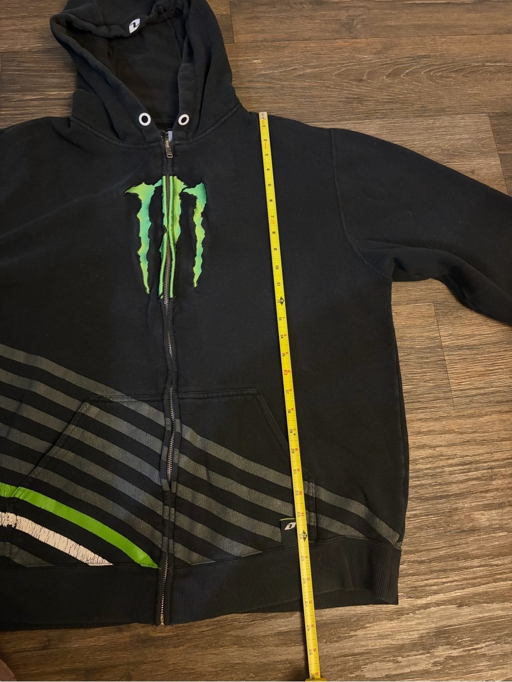 Vintage Monster Energy Hoodie Full Zip Big Logo 00s Racing Men Size XL Black - Picture 5 of 8